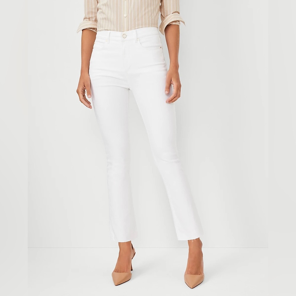 NWT Ann Taylor Petite High Rise Boot Crop White Jeans